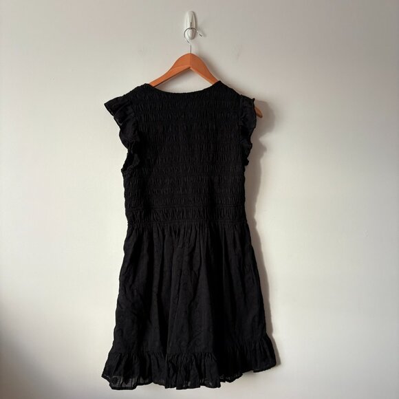 Anthropologie The Peregrine Smocked Ruffle Mini Dress Black Size Small - Picture 8 of 10